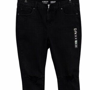 NEW WITH TAGS Torrid Bombshell Skinny Jeans Size 18S BLACK Wash 👖✨FAUX RIPS